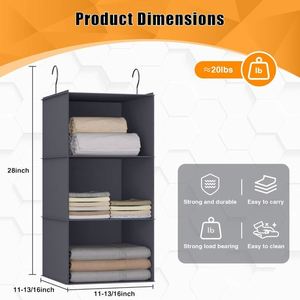3-Tier Hanging Closet Organizer with 2 Sturdy Hooks Multifunctional Wardrobe Storage Shelf for <b>Clothes</b>, Coats Shoes Accessories - Product Image 2