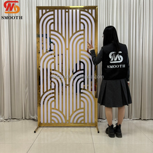 SMOOTH <b>Mirror</b> Gold Stainless Steel Carved Backdrop Luxury Wedding Entrance Decor Freestanding Geometric <b>Arch</b> - Product Image 5