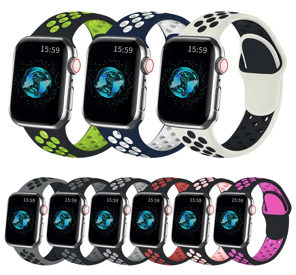 38mm 40mm 41mm 42mm 44mm 45mm Custom silicone watch bands For Apple Watch Series 1 2 3 4 5 6 Se