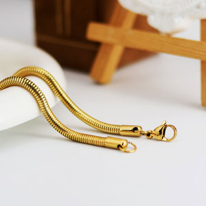 สร้อยคอแฟชั่นสแตนเลสสตีล 316L ชุบทอง 14K 18K แบบโซ่แบนลายก้างปลาและลายงู สำหรับผู้หญิงและผู้ชาย ขายส่ง - Product Image 2