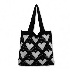 Bolso Tote de Ganchillo 2024, Bolso de Hombro con Lindo Patrón de Corazón, Bolso Tejido a Mano - Product Image 2