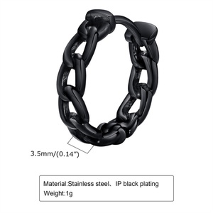 Pendientes de Aro Minimalistas Personalizados de Acero Inoxidable 316L para Hombre, Casuales/Deportivos, Negros/Plateados, Resistentes al Deslustre - Product Image 5
