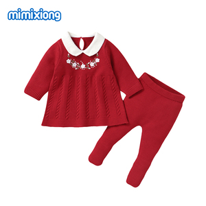 Oferta 2024: Conjunto de Ropa Tejida <span class=keywords><strong>para</strong></span> Bebé Recién <span class=keywords><strong>Nacido</strong></span> Mimixiong, Vestido con Pantalones Integrados - Product Image 1
