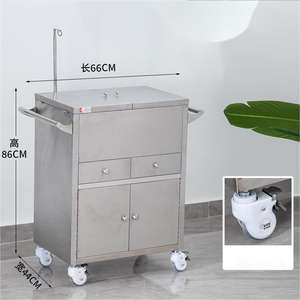 รถเข็นโรงพยาบาลเคลื่อนที่สี่ล้อสำหรับรถเข็นจ่ายยาสแตนเลสหลายลิ้นชักสามารถปรับแต่งได้ - Product Image 3