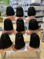 Perruques Bob Courtes en Cheveux Humains Remy Brésiliens, Cuticules Alignées, Double Tirage Frontal, Sans Colle, avec Dentelle Transparente