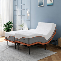 Sommier de lit réglable Split King avec matelas hybride de 14 pouces, soutien lombaire et télécommande sans fil pour chambre de luxe – Vente en gros
