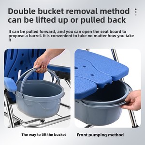 Silla de baño de acero inoxidable para uso doméstico de ancianos, silla de baño para discapacitados, inodoro móvil, suministros de terapia de rehabilitación - Product Image 4