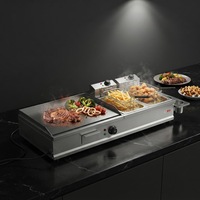DanFuQi Plaque de cuisson électrique de comptoir en acier inoxydable de qualité supérieure personnalisée avec friteuse double à réservoirs 3KW+5KW pour cuisine commerciale