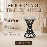 Table basse ronde en verre au design moderne et contemporain avec pieds en PP, meuble de salon portable pour usage domestique