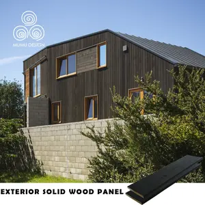MUMU Modern Decorative Design Charcoal Shou Sugi Ban Carbonized Burnt Solid Yakisugi Wood Wall Panel Sheets For Home Stay