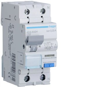 Hager Rcbo 1P+N 32A Tipo A 30mA Curva C 4500A per Protezione Elettrica - Product Image 1