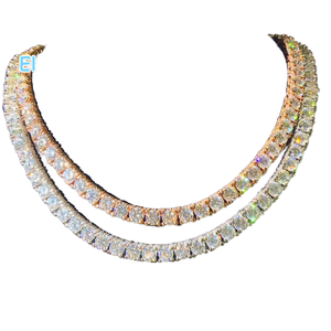 Collar de Tenis Hip Hop Personalizado de Plata 925 con Moissanita y Cadena de Eslabones Chapada en Oro, Certificado GRA, Joyería Unisex - Product Image 1