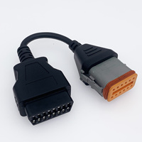 Cable Adaptador de Conector OBD2 de 16 Pines a OBDII de 12 Pines, Arnés de Cables para Herramienta de Diagnóstico para Cummins Komatsu