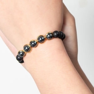 <span class=keywords><strong>Bracelet</strong></span> en pierre d'agate noir mat, vente en gros, nouveaux arrivages, personnalisé, 2021 - Product Image 6
