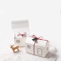 Valentine's Day Gift Box White Kraft Paper House Shape Gift Small Candy Box Cookies Package