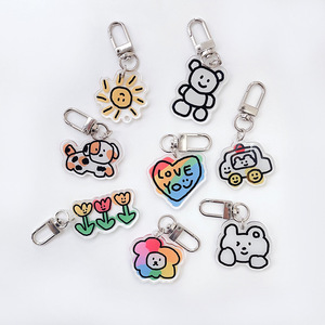Spot Wholesale UV Printing Cartoon <b>Cute</b> Stick Figure Acrylic Key Chain Couple Bag Mobile Phone Decoration Small Pendant - Product Image 1
