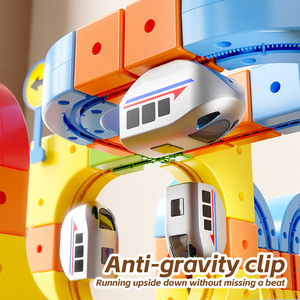 Set di trenini elettrici RC, creativi, STEM, fai da te, assemblaggio 3D, binari magnetici, blocchi da costruzione, cubi, giocattoli per bambini - Product Image 4