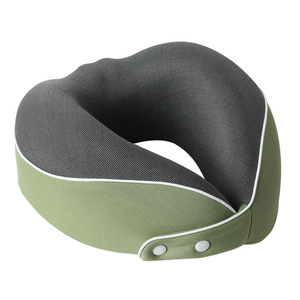 Almohada en forma de U de espuma viscoelástica Yide, soporte plegable para el cuello para viajes, para la siesta en la oficina y uso en aviones, color verde sólido - Product Image 1