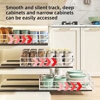 Étagère de rangement extensible en acier au carbone pour cuisine, sans perçage, style tiroir, moderne et minimaliste, panier coulissant rectangulaire pour casseroles, épices et vaisselle