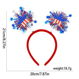 Transfronterizo para Amazon Nueva Bandera de EE. UU. Diadema del Día DE LA Independencia Vestido del Día Nacional Accesorios del Festival Rojo Blanco Azul Sombreros de plástico - Product Image 6
