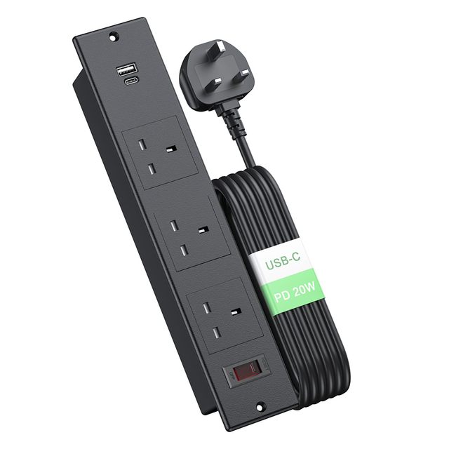 Embedded 13A Industrial Tabletop Socket Power Strip for Office Flush Mount Conference Desk with Switch Recessed Outlet Furniture
