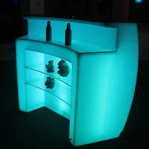 RGB iluminação up bar móveis mesa de corte curvo LEVOU balcão de bar