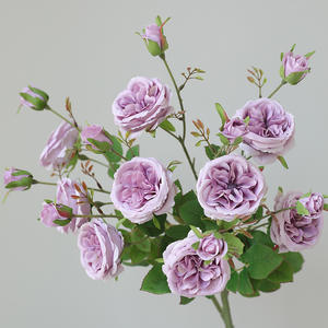 Rose artificielle de luxe à 3 têtes, style européen, pour allée de mariage et décoration intérieure - Product Image 1