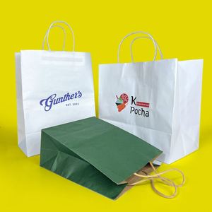 ZJPACK Bolsas de Papel Kraft Marrón Biodegradables, Resistentes y de Lujo, Personalizadas al por Mayor, para Compras y Regalos, con su Propio Logotipo - Product Image 1