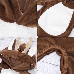 Costume <span class=keywords><strong>de</strong></span> cerf pour bébé Beipegin, garçons et filles, nouveau-né, combinaison en flanelle à capuche, grenouillère, combinaison <span class=keywords><strong>de</strong></span> Noël, Halloween, fabriqué en Chine - Product Image 4