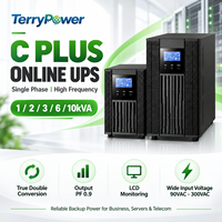 TerryPower C1-3K PLUS 1KVA/2KVA/3KVA 12V9Ah Aki Timbal Asam Fasa Tunggal Online UPS Konversi Ganda PF 0.9 LCD RS232 Proteksi Tegangan Lebih
