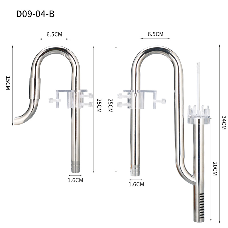 ZRDR WYIN Aquarium lily pipe stainless steel inlet and outlet pipe set for fish tank water pipe with filter cartridge