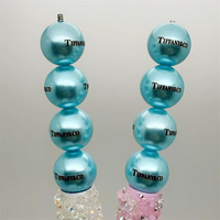 Perles rondes en acrylique imprimées bleu T, 16 mm et 20 mm, trou droit, pour la fabrication de cordons de téléphone DIY et fournitures d'artisanat – Vente en gros