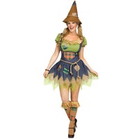 Frauen-Kollektion: Vogelscheuchen-Kostüm – Patchwork-Fransen-Vogelscheuchenkleid mit spitzem Hut für Halloween und Bauernhof-Themenpartys