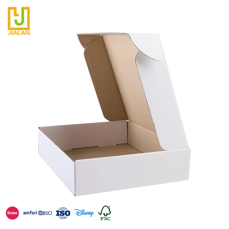 Grosir kotak pesawat putih pesanan khusus kotak kurir kaku bergelombang kotak kemasan pakaian