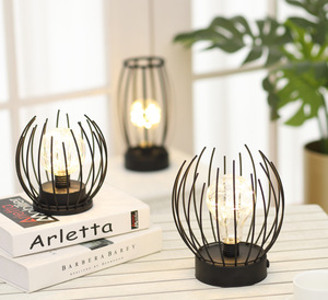 Lámpara de mesa de nido de alambre <span class=keywords><strong>LED</strong></span> moderna para decoración de interiores, alimentada por CA con bombilla de plástico, luz nocturna, luz superior inteligente para el hogar para sala de estar - Product Image 1