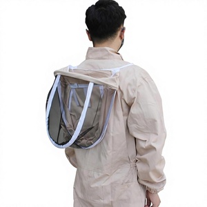 Combinaison d'apiculteur beige à capuche amovible, coupe ample, protection intégrale du corps, vêtement de sécurité anti-coupure niveau D, manches longues - Product Image 5