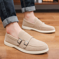 Chaussures classiques en cuir PU pour hommes, personnalisables avec logo, mocassins souples noirs pour la conduite, vente en gros