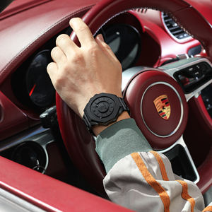 Bracelet en acier inoxydable rotatif à billes magnétiques Poedagar 670 noir, montre à quartz pour homme, étanche - Product Image 3