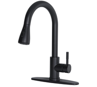 Robinet de cuisine moderne noir en acier inoxydable, monotrou, à poser sur comptoir, avec douchette extractible, mitigeur à levier unique, valve en céramique, pour hôtel