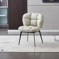 Chaise de salle à manger moderne et simple à structure en fer, chaise rembourrée à grille carrée Cloud Puff pour salon de beauté, réception, siège d'hôtel