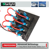 Panel de interruptores de barco Plug & Play de 4 bandas, interruptores basculantes impermeables de 12/24V con luz LED azul para coche/RV/UTV