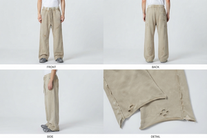 Heavyweight Custom Acid Wash Distressed Fleece Printing Oversized Loose Elastic Waist Streetwear Blank Thick Sweatpants Mens - Product Image 2