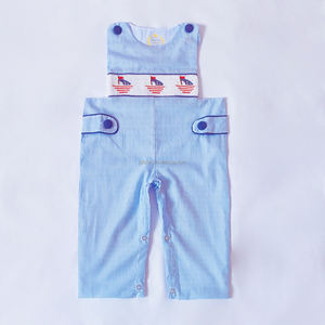 Ensemble de vêtements pour bébé garçon et tout-<span class=keywords><strong>petit</strong></span> Yihui, motifs brodés à la main, tissu tissé 100% coton respirant, combinaison à bulles d'été - Product Image 1