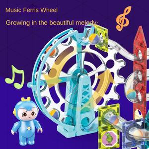 2024 bloques de vástago DIY bola rodante eléctrica magnética bloques de construcción pista de bolas bloques magnéticos juguetes de construcción con música - Product Image 6