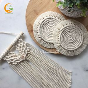 Posavasos de Bambú Tejido a Mano de Alta Resistencia, Estilo Bohemio, Ecológico, con Borlas, para Decoración de Mesa de Café, Precio Bajo - Product Image 5
