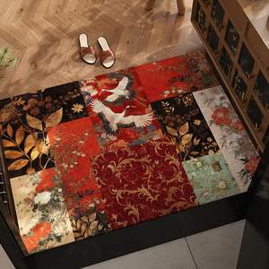 Tapis d'entrée de luxe rectangulaire en PVC, motif floral vintage, tapis de porte pour salon intérieur - Product Image 4