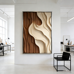 Sculpture abstraite minimaliste moderne, design <span class=keywords><strong>Art</strong></span> Déco, décoration murale en bois carré 3D, décoration murale en bois blanc - Product Image 6