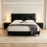 Lit Double Luxe Moderne et Minimaliste en Cuir, Cadre de Lit King Size Populaire et Créatif, Lit Doux pour Chambre à Coucher