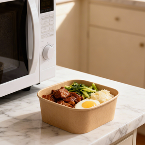 Tazón Desechable Rectangular/Cuadrado de Papel Kraft Marrón Personalizado en Varios Tamaños para Comer Cómodamente - Product Image 2