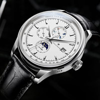 Montre automatique PONIGER P8.15 pour homme, affichage de la date, du jour de la semaine, du mois, du signe du zodiaque, jour/nuit, double fuseau horaire, calendrier